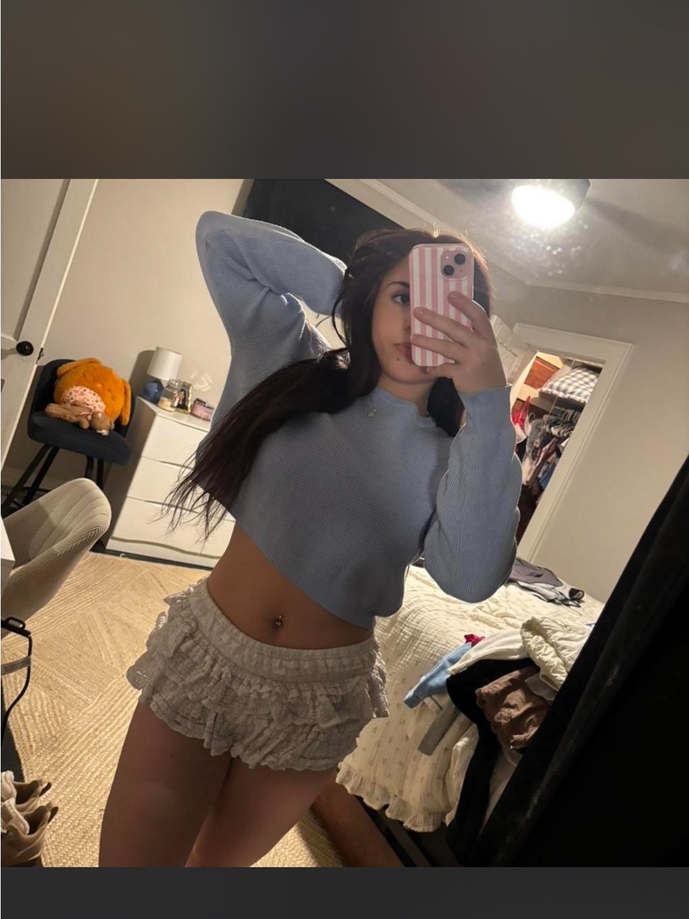 PacSun Light Blue Cropped Knit Sweater - Picture 1 of 3